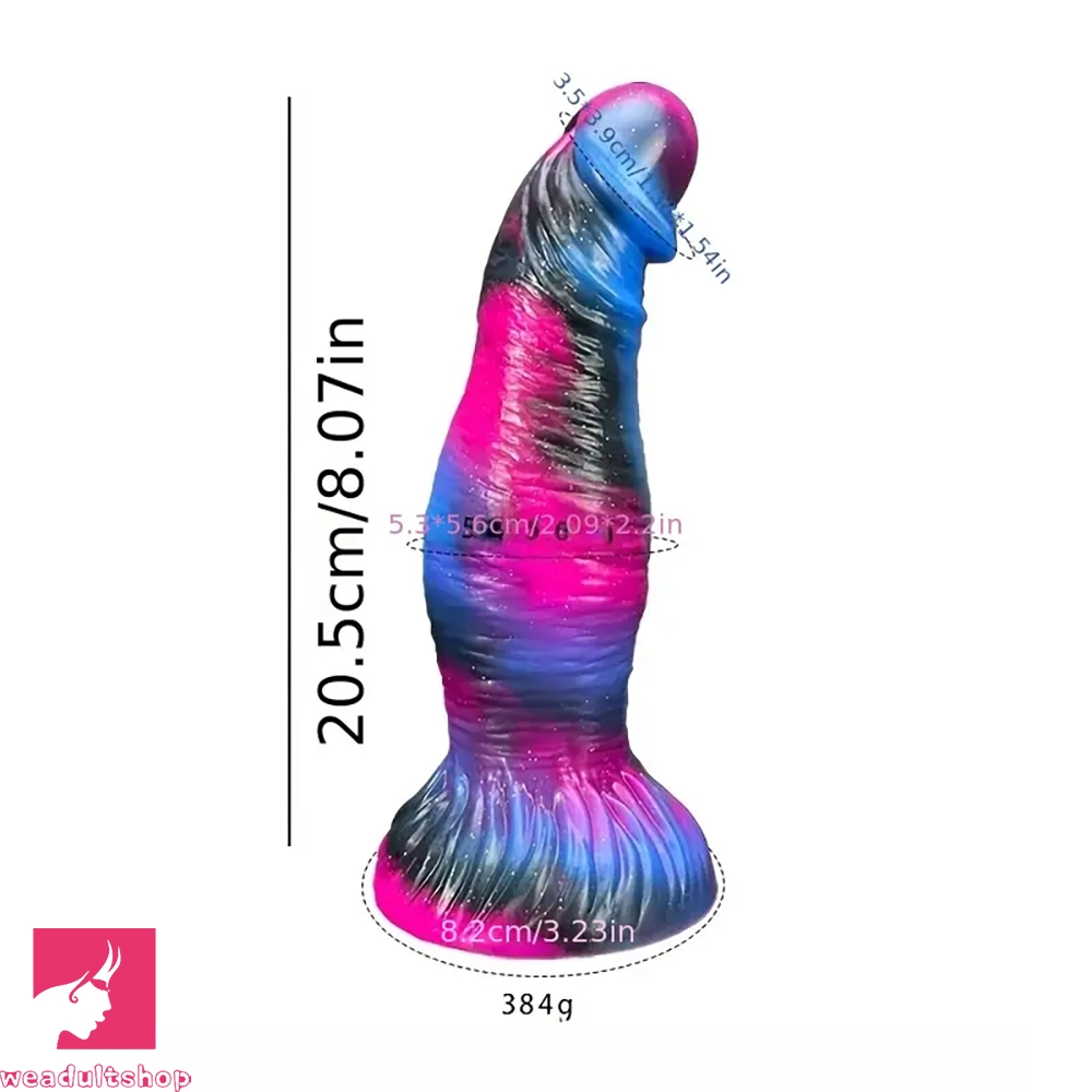 8.07in Egg-free Fat Silicone Monster Soft Cock Dildo Suction Cup Base