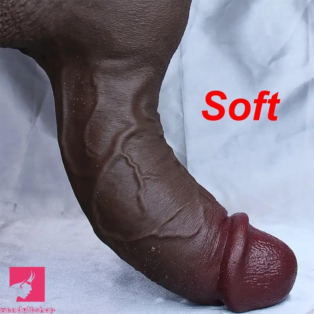 11.8in Huge Soft Real Light Beige Ebony Double Layer Prostate Massage Dildo