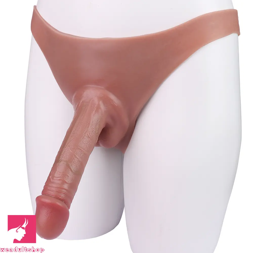7.48in Hollow Penis Dildo Sleeve Silicone Soft Pants For Cock Simulation