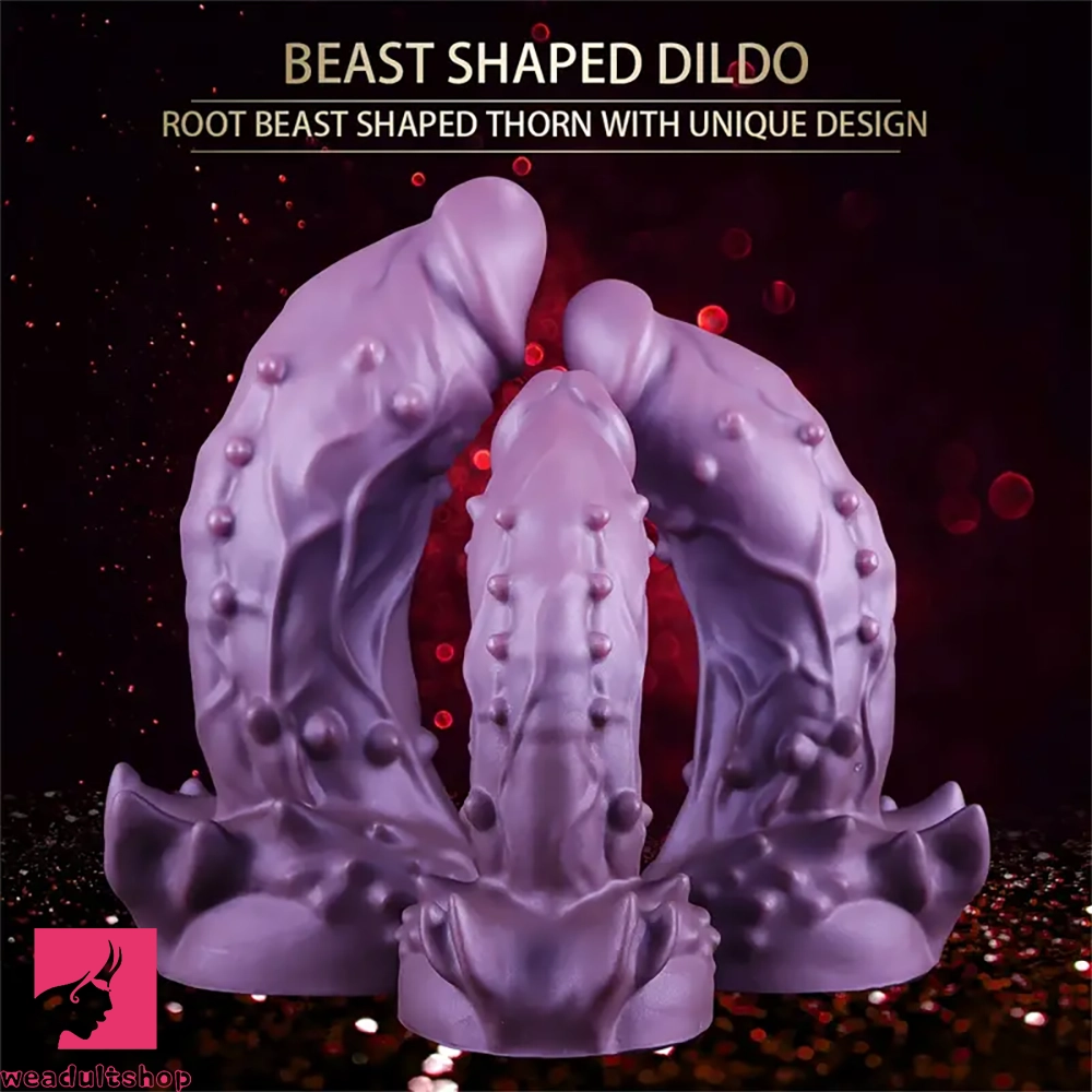 6.49in 7.67in 8.85in Purple Monster Big Flexible Barbed Alien Odd Dildo