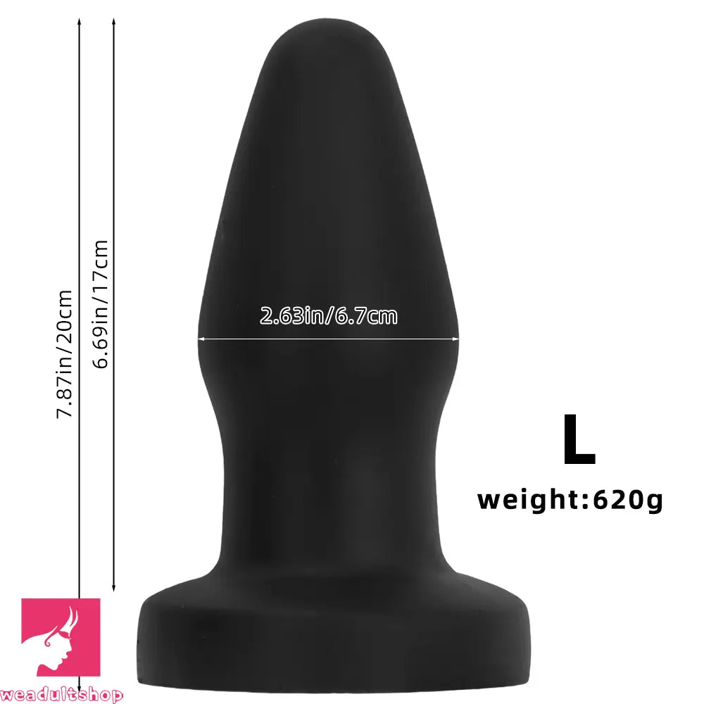 4.72in 6.49in 7.87in Silicone Black Anal Plug Dildo Pleasure Masturbator