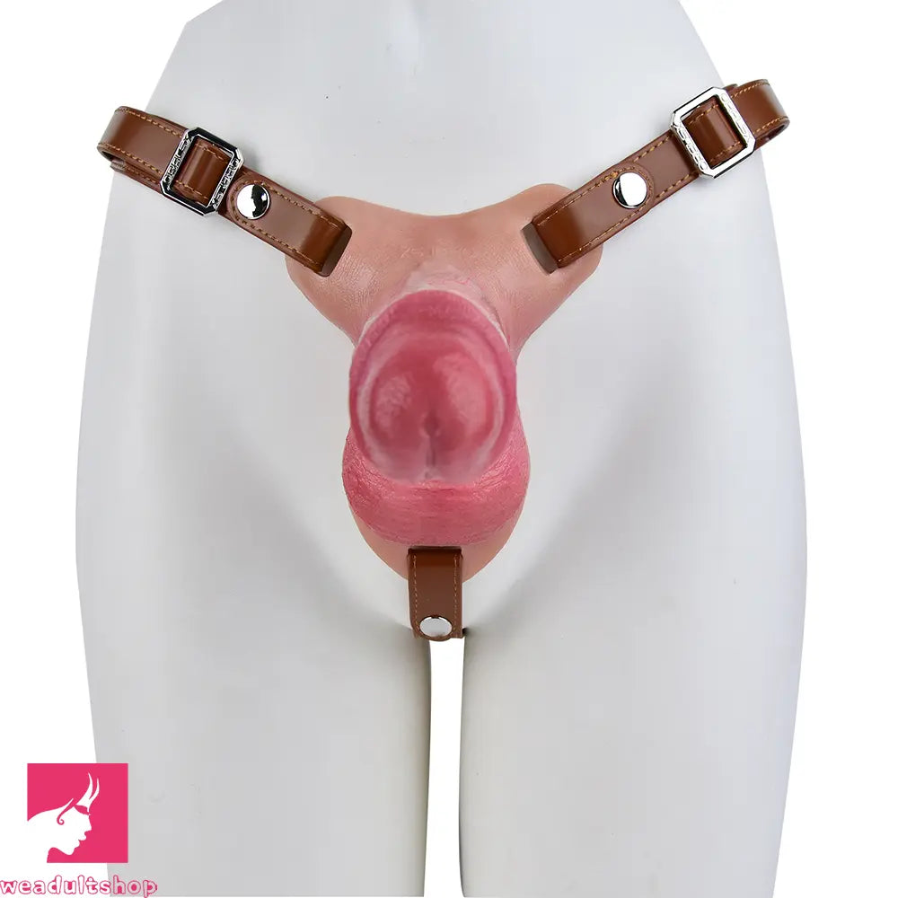 6.46in 8.43in Strap on Dual Density Silicone Real Skin Solid Dildo Adult Game Tool