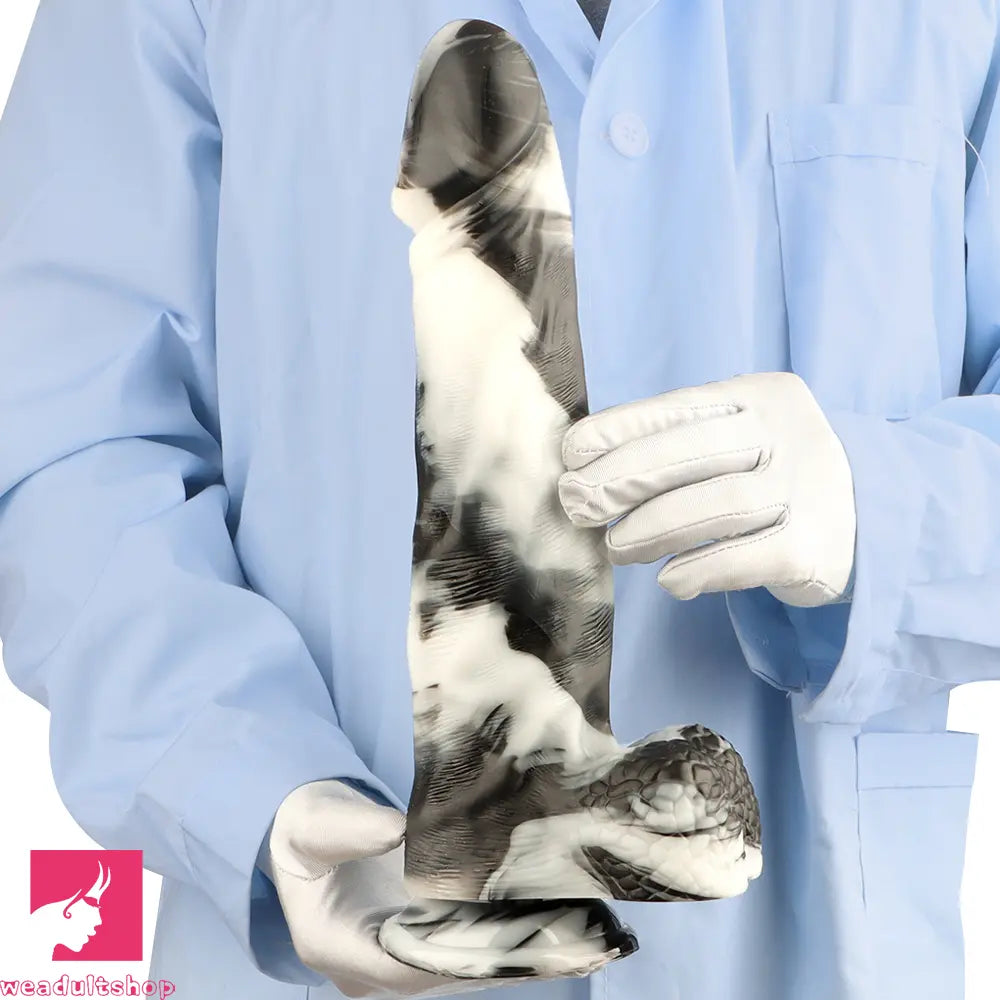 13.38in Black White Mixed Color PVC Extra Huge Long Thick Male Dildo