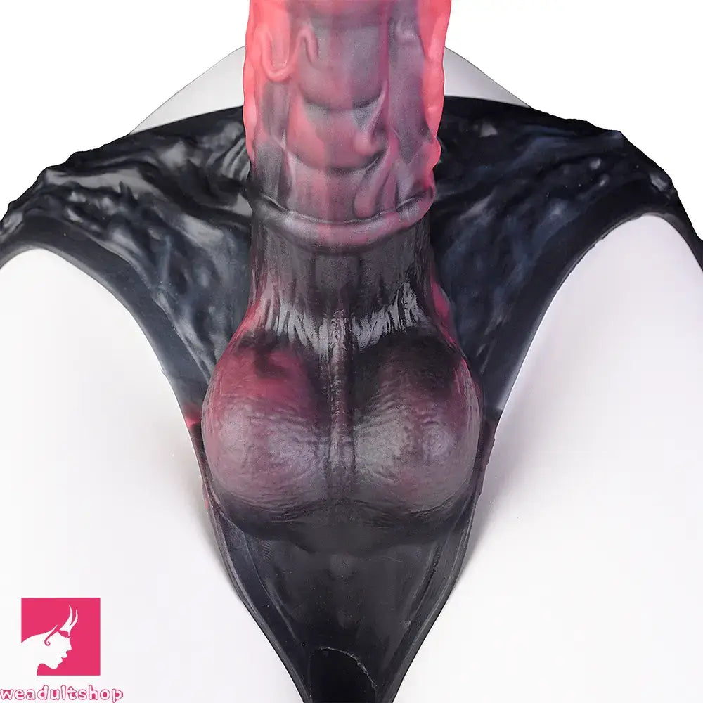 11.02in Horse Cock Hollow Soft Dildo Leather Panty Animal Penis Sheath