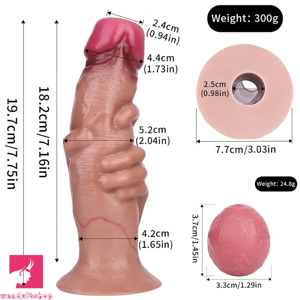 7.75in Inflatable Hollow Ovipositor Lay Eggs Silicone Cock Balls Dildo