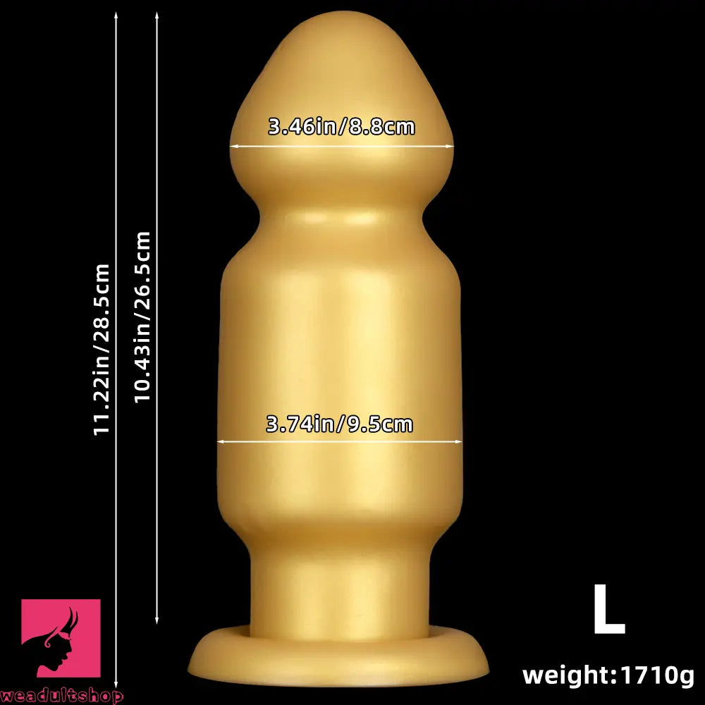7.87in 11.22in Golden Silicone Soft Big Anal Plug Dildo For Clit Expansion