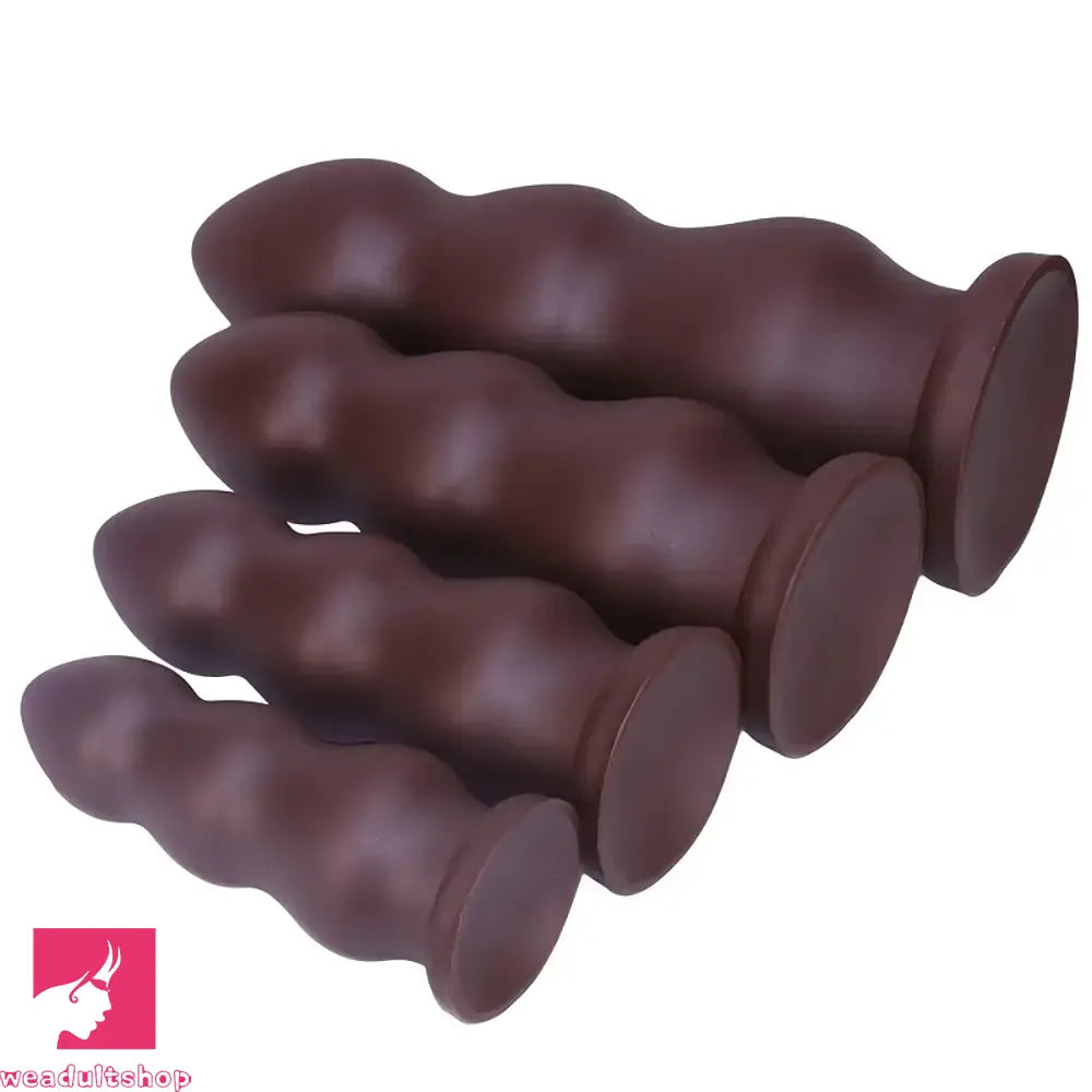 7.08in 8.46in 10.23in 12.2in Chocolate-Colored Silicone Soft Smooth Dildo