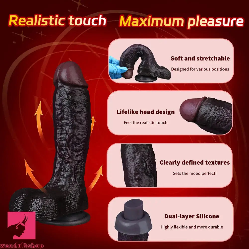 9.44in Dual Density Silicone Soft Real Dildo For Gay G Spot Love Prostate