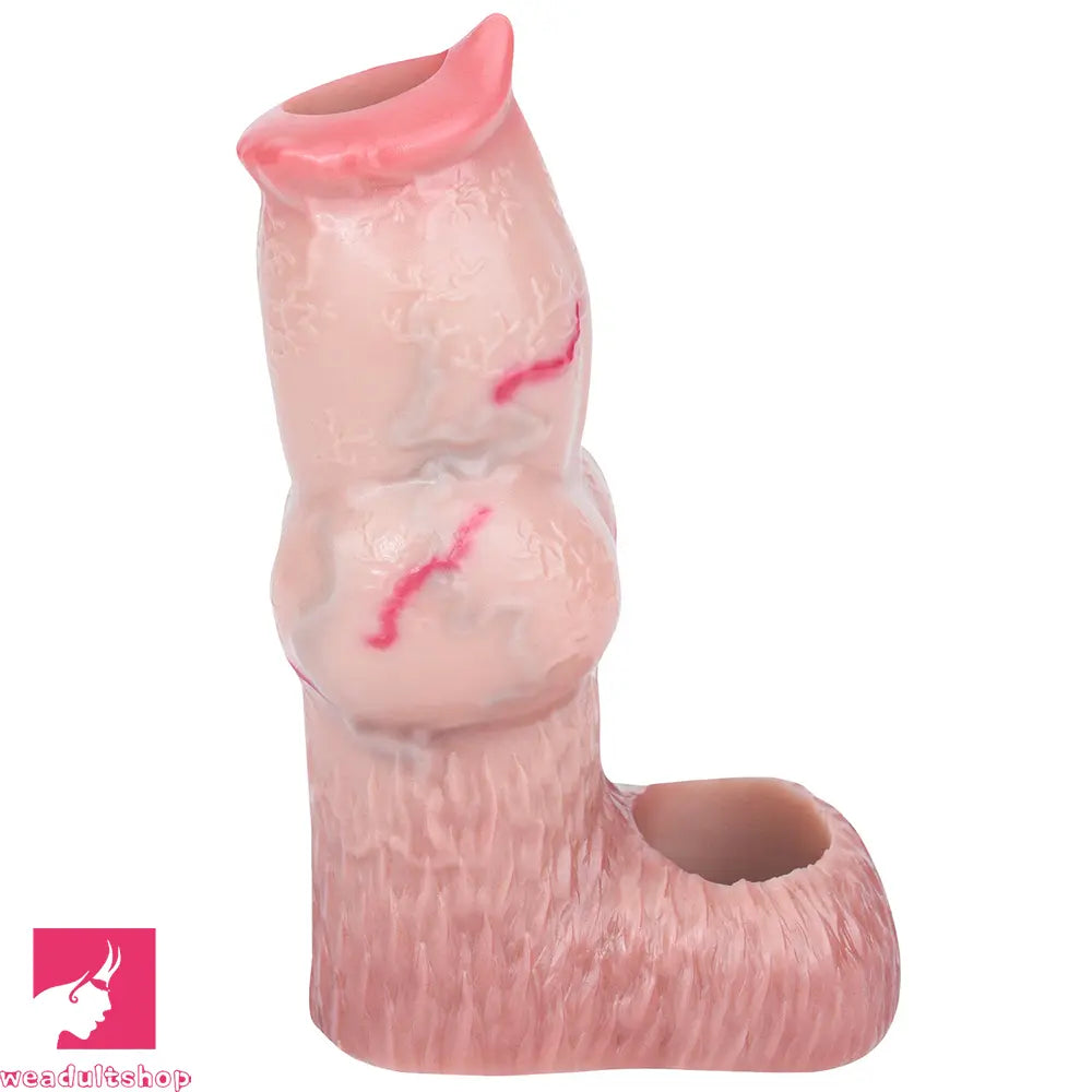 5.47in 6.49in 6.77in Realistic Dog Lifelike Dildo Cock Sleeve Close Open Head