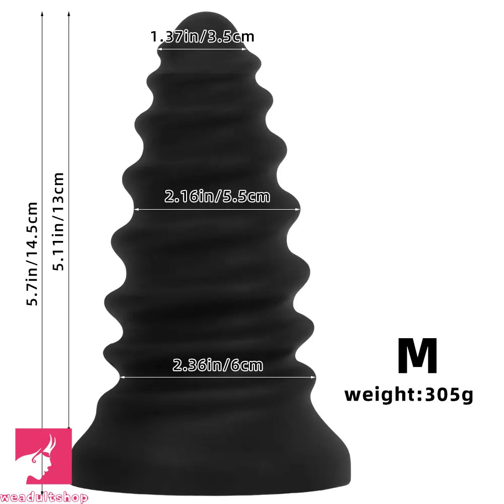 4.92in 5.7in 6.69in 7.48in Black Silicone Screws Anal Dilator Cock Dildo