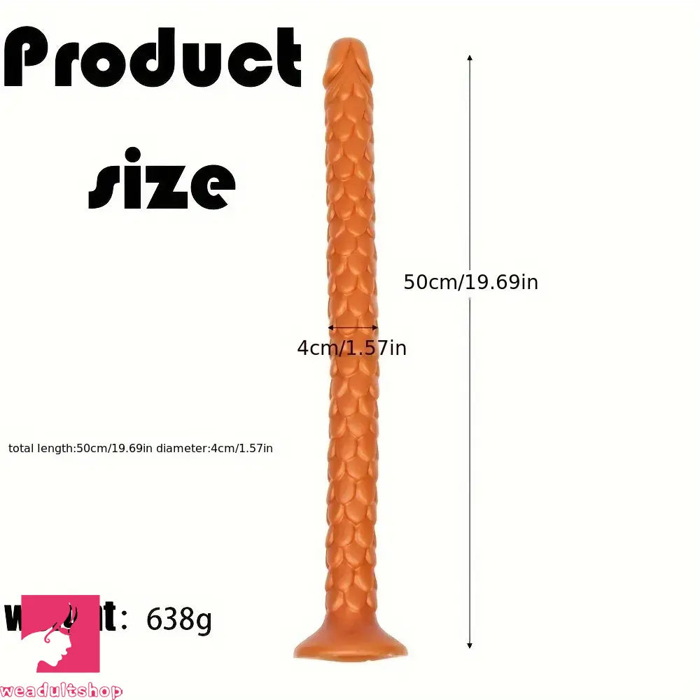 19.69in Dragon Scale Silicone Anal Durable Flexible Dildo For Deep Anus