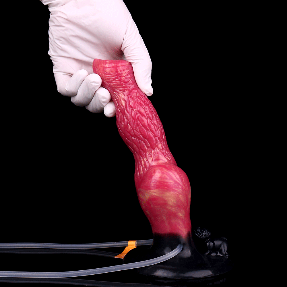 8.54in Fantasy Knotted Silicone Soft Big Dildo Ejaculating Penis Cock Toy