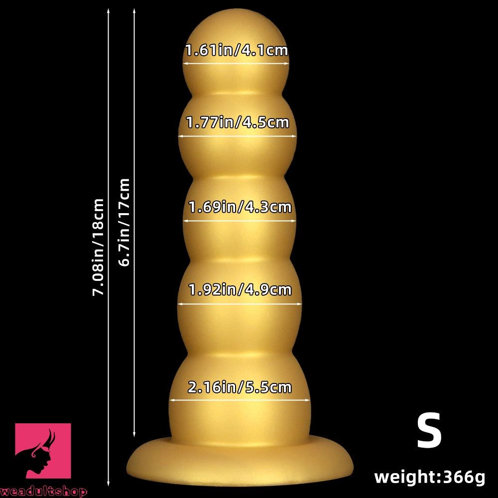 7.08in 9.05in 10.62in Silicone Soft Five-Bead Pull-Bead Butt Plug Cock Dildo