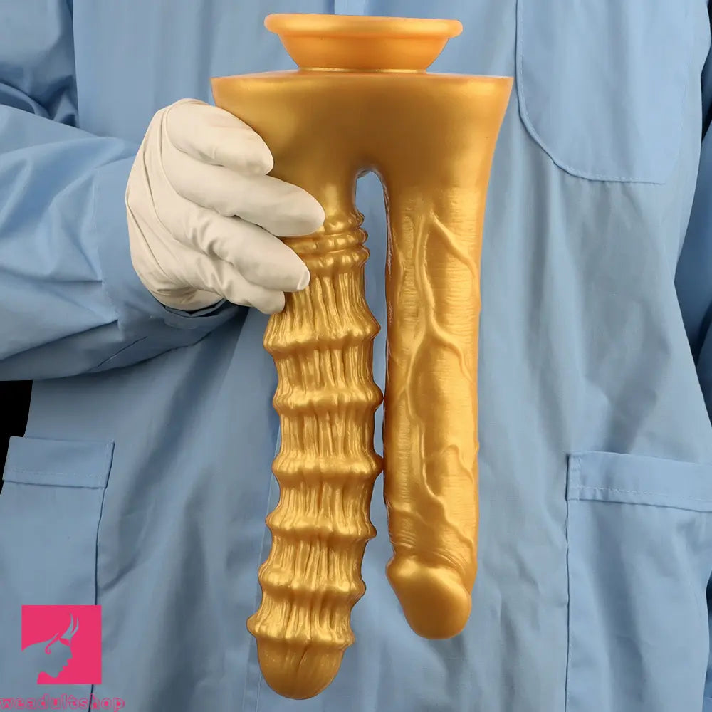 10.82in Big Silicone Soft Gold Double-headed Dildo For Female Lesbian Sex