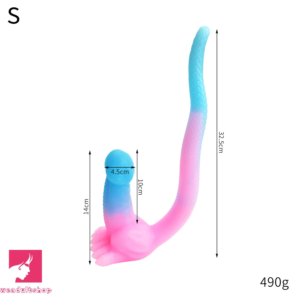 12.8in 15.35in Dinosaur Silicone Soft Big Glowing Penis Dildo For Women