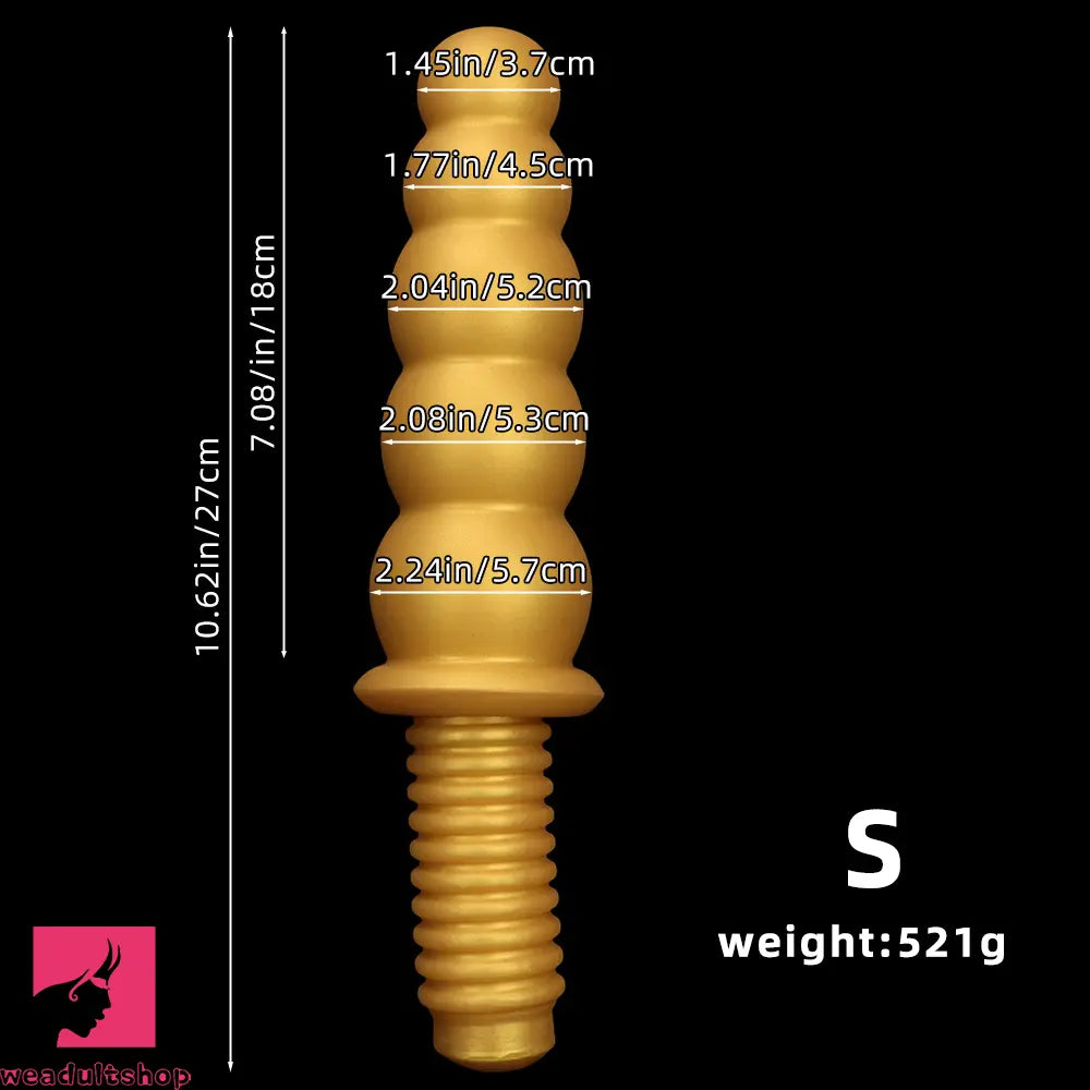 10.62in 14.56in Gold Silicone Anal Plug Dildo With Handle For Love Sex