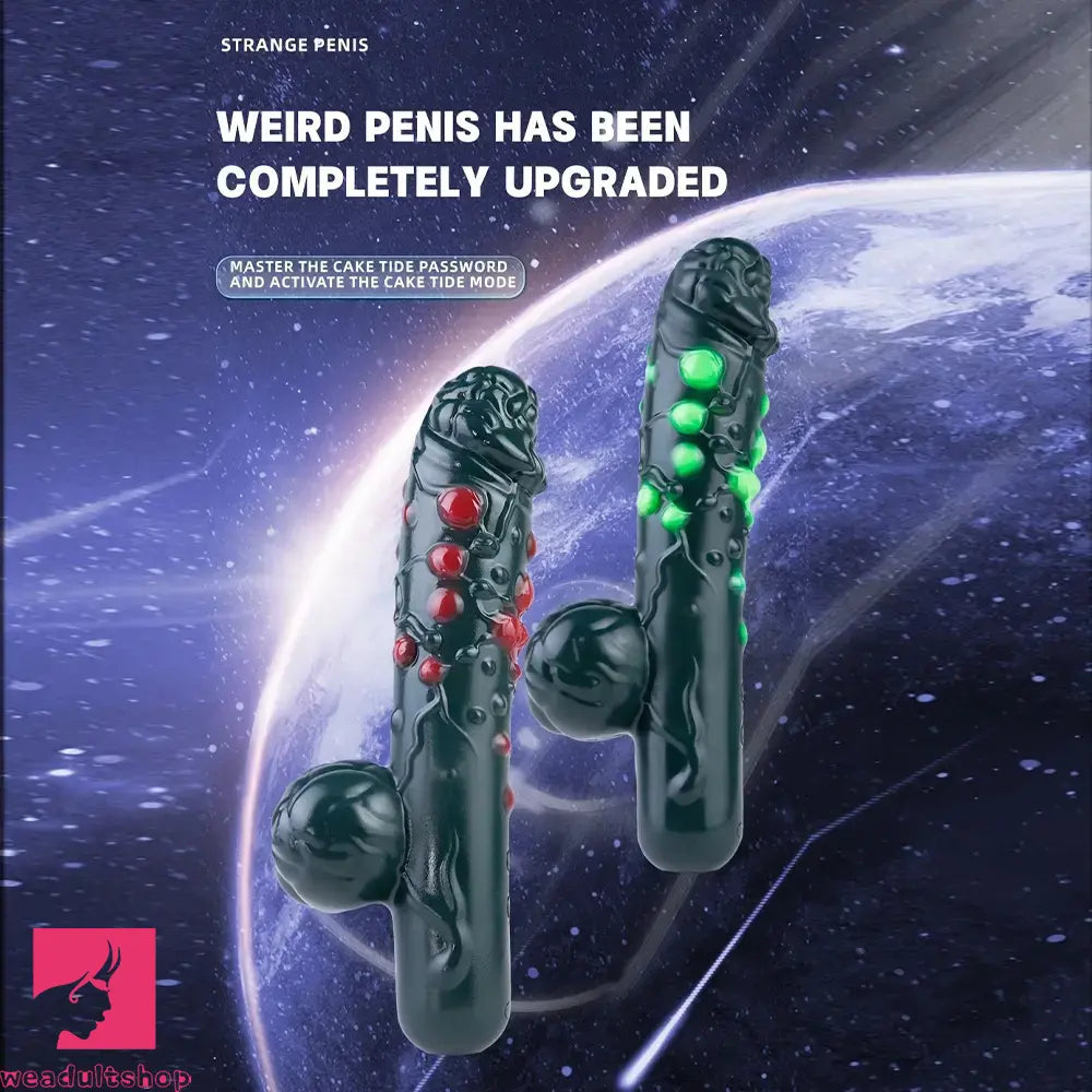 8.46in Liquid Silicone Soft Fantasy Spiked Handle Dildo Handy Masturbator