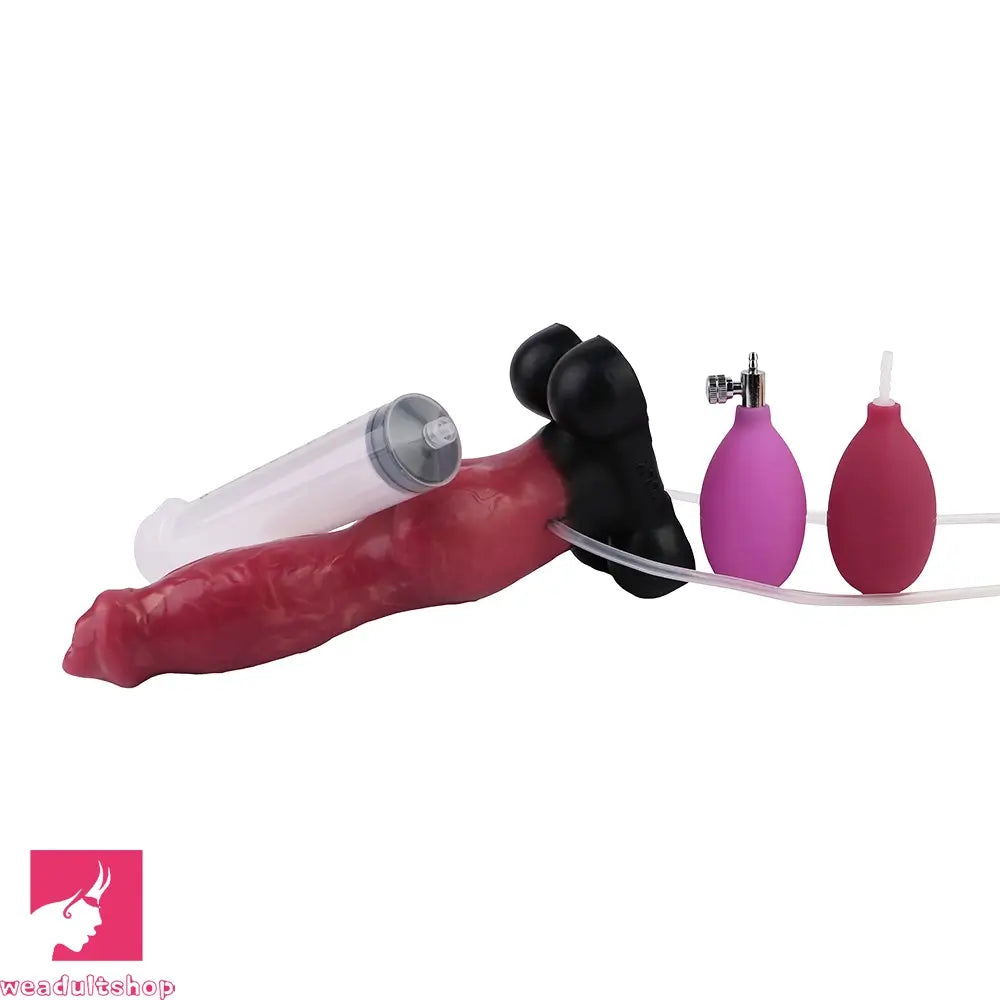 7.24in 9.21in Ejaculating Inflatable Dog Knot Silicone Soft Penis Odd Dildo