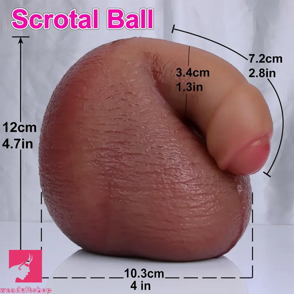 4.7in Realistic Scrotal Ball Soft Silicone Dilation Toy With Two Testicles