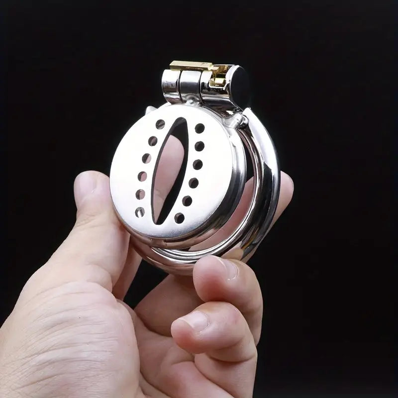 Sexual Chastity Stainless Steel Male Flat Snowflake Style Metal Chastity Cage