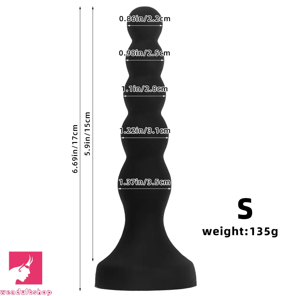 6.69in 8.66in 10.23in Black Silicone Soft Large Anal Plug Cock Dildo