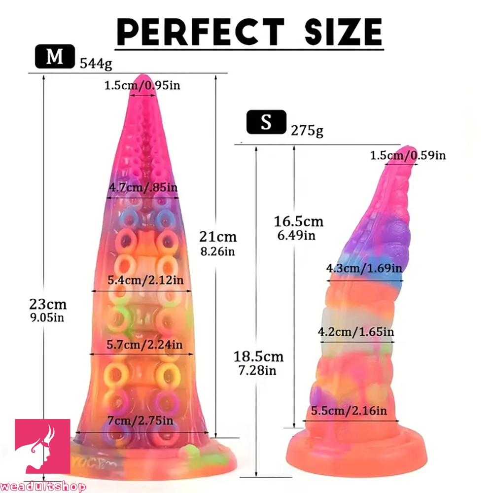 7.28in 9.05in Tentacle Colorful Luminous Silicone Fantasy Cock Dildo
