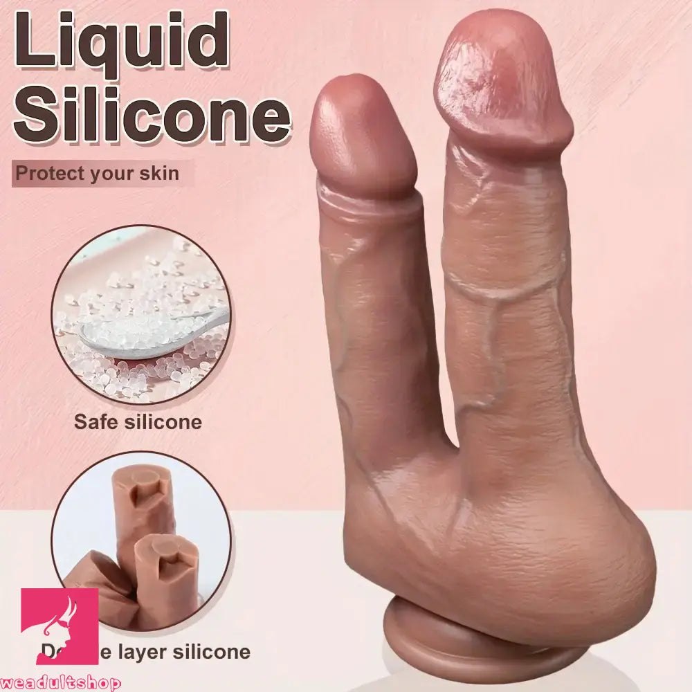 8.85in 9.84in Dual-Headed Soft Double-Layered Silicone Strap on Dildo