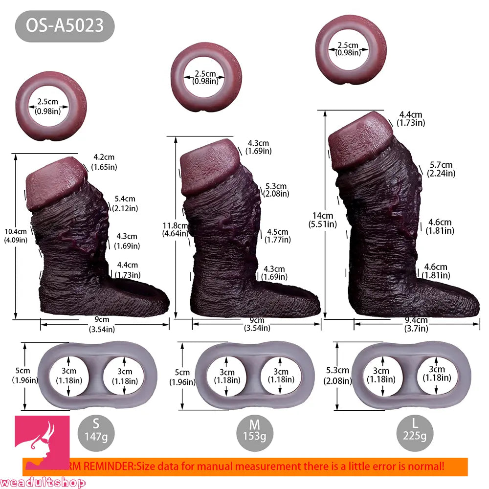 4.09in 4.64in 5.51in Lifelike Cock Soft Silicone Flexible Real Dildo Sleeve