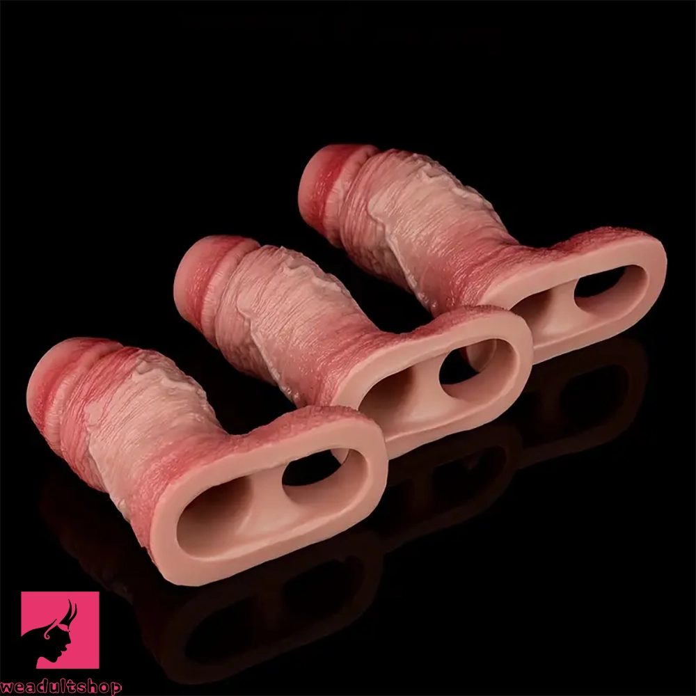 4.09in 4.64in 5.51in Realistic Silicone Sleeve Soft Flexible Cock Ring Dildo