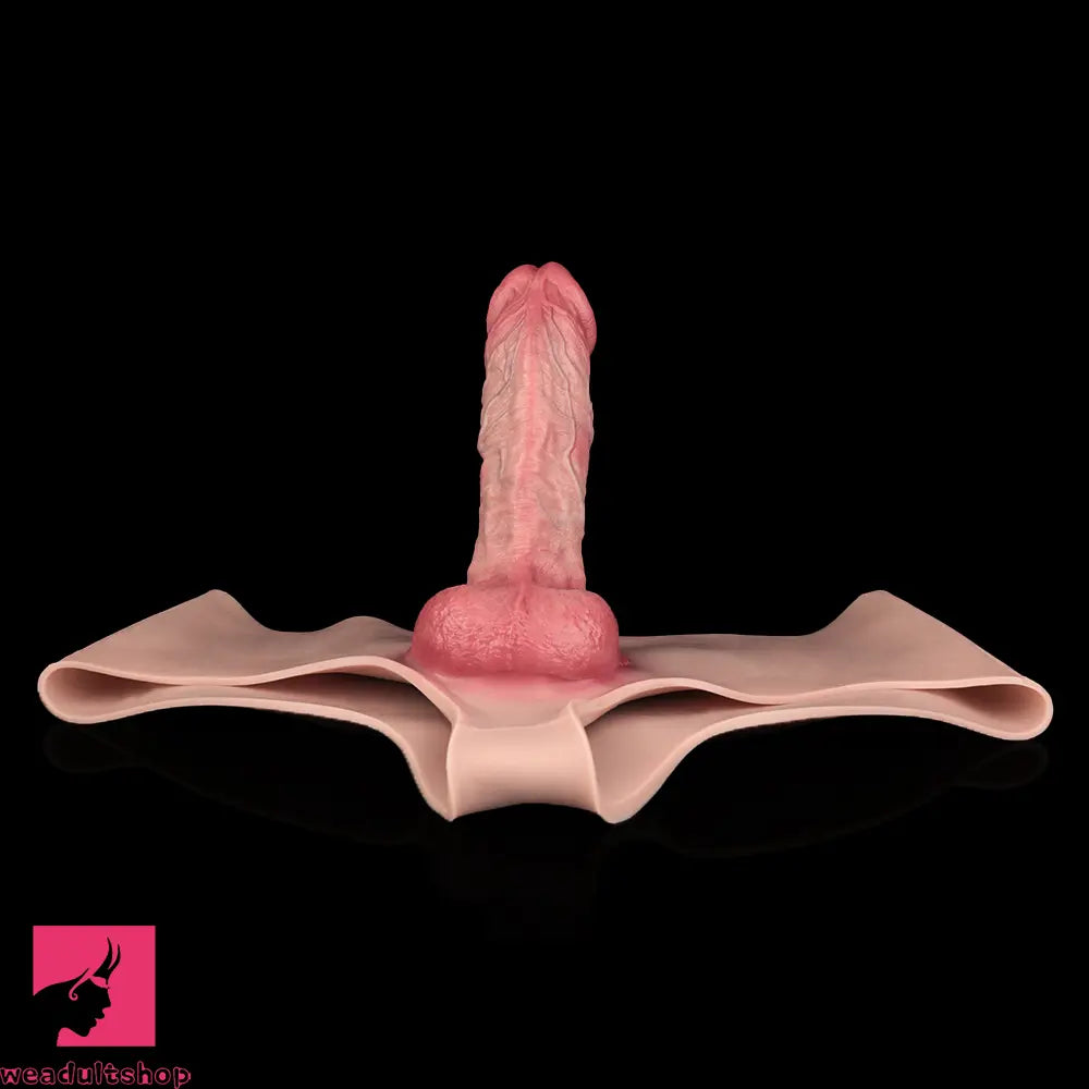 7.44in Hollow Penis Dildo Sleeve Silicone Soft Pants Sex Toy For Women