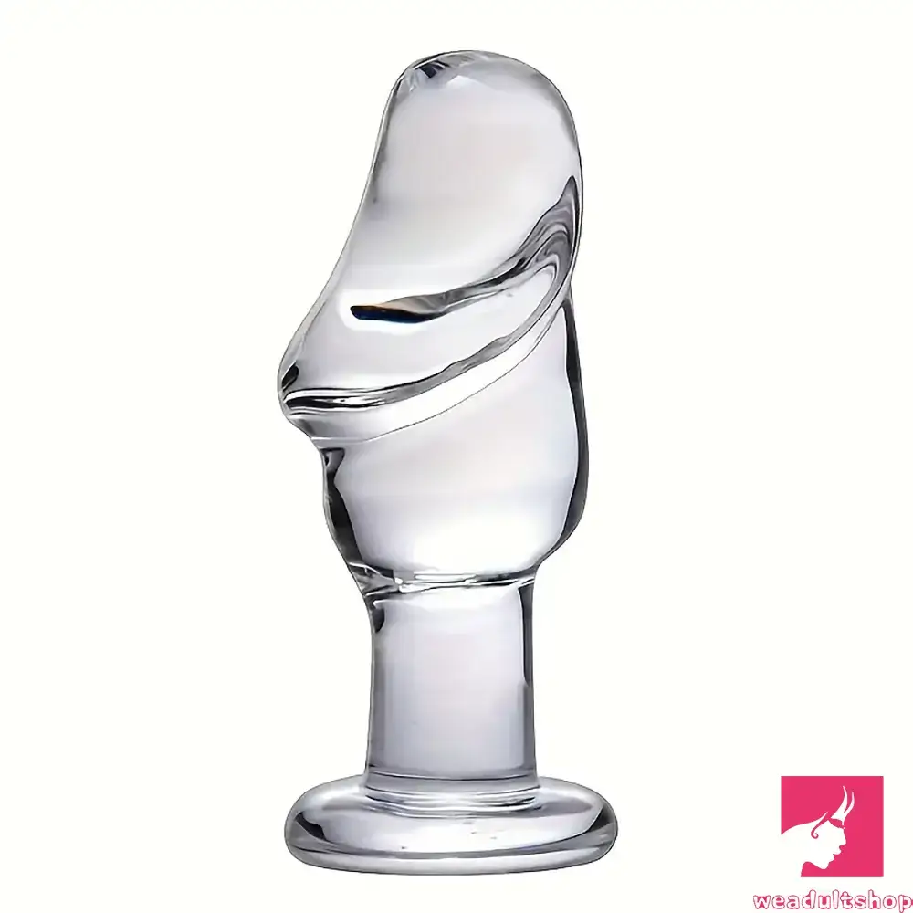 4.53in Clear Elegant Glass Crystal Dildo For Women Men With Base