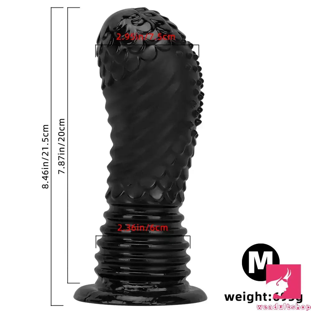 6.1in 8.46in 10.43in Fantasy Black Large Dildo Butt Plug For Fisting Orgasm