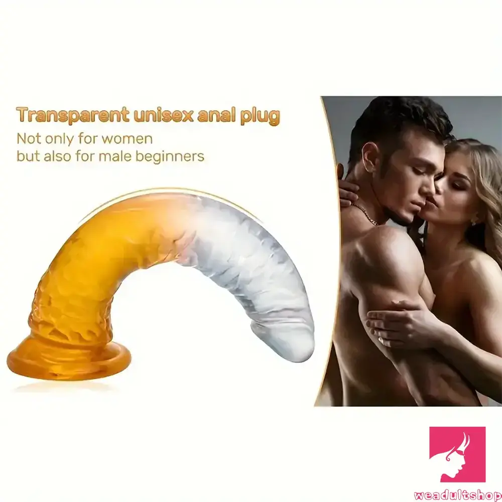 6.29in 7in 7.67in 8.46in Clear Crystal Real Cock Dildo For G-Spot Clit