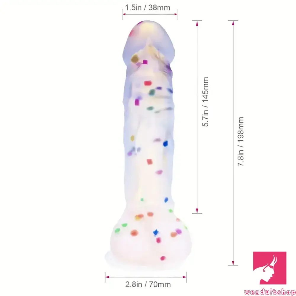 7.8in Realistic Confetti Silicone Soft Dildo For Anus Vaginal Orgasm