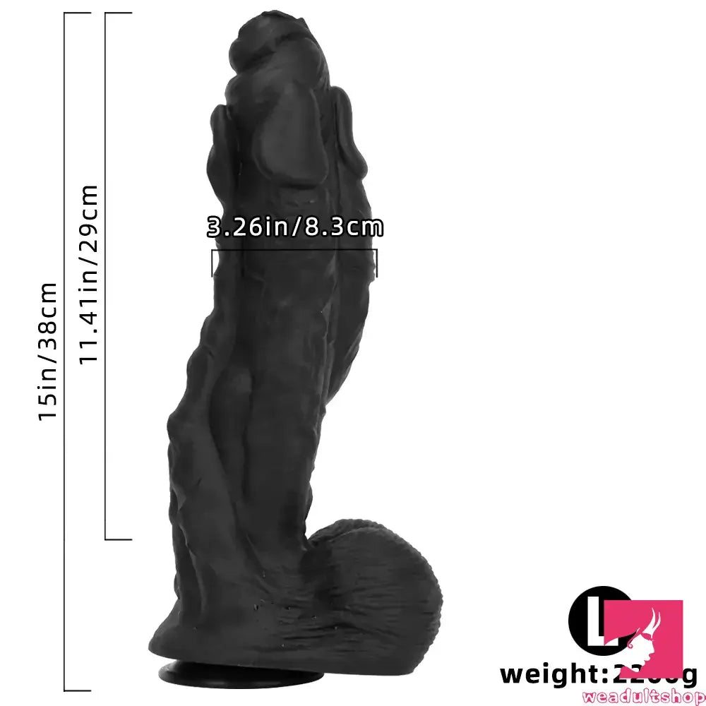 11.41in 12.6in 15in Super Big Silicone Soft Black Fantasy Love Real Dildo