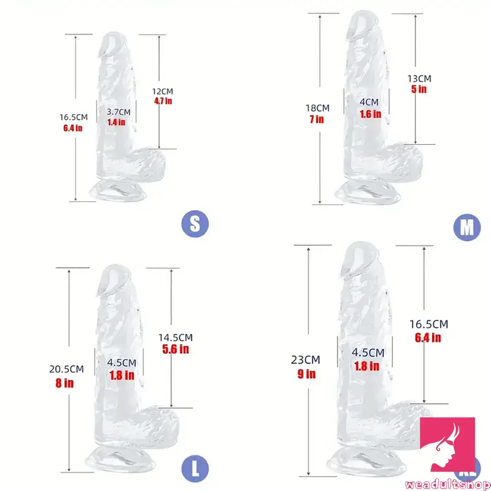 6.4in 7in 8in 9in Clear Real Cock Dildo For G-Spot Vaginal Sex Orgasm
