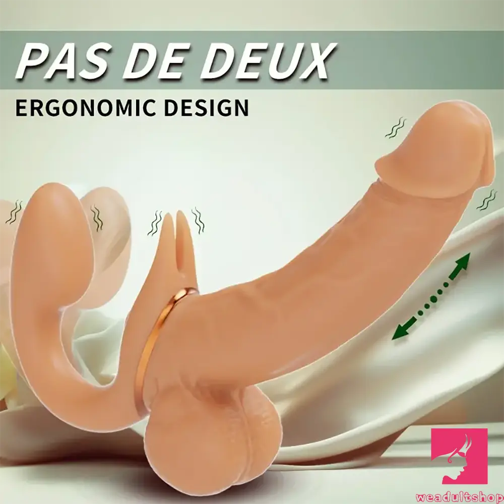 12.99in Dual Heads Silicone Soft Vibrating Thrusting Rotation Auto Dildo