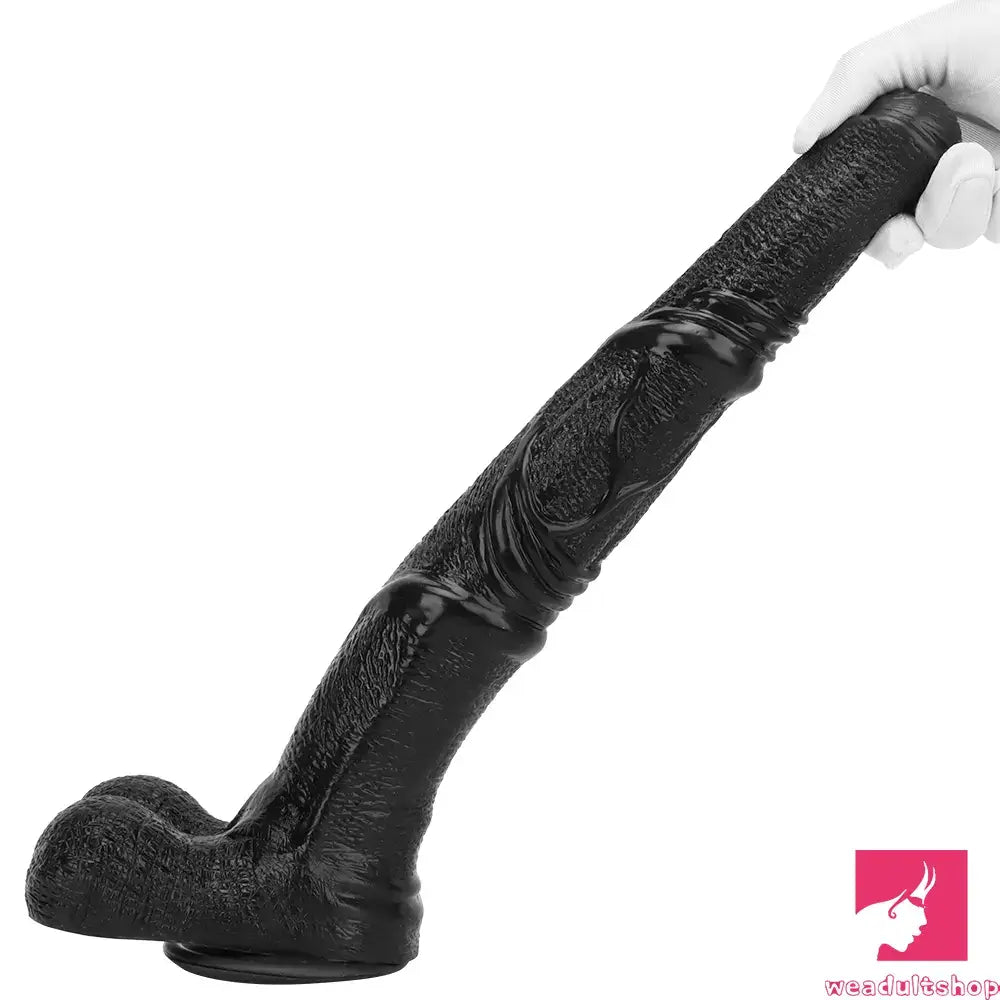 14.76in Extra Long Huge Black Soft Liquid Silicone Horse Penis Dildo