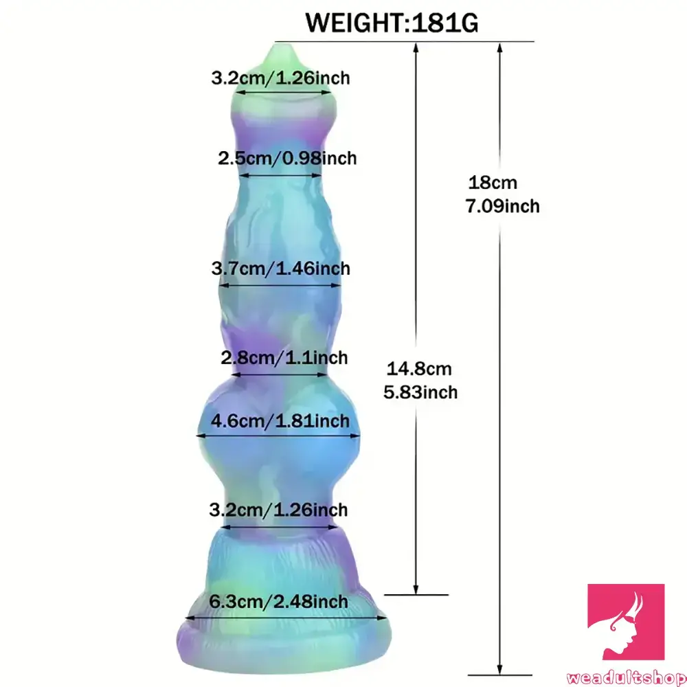 7.09in Fantasy Monster Dog Knot Silicone Soft Penis Dildo For Anus Dilator