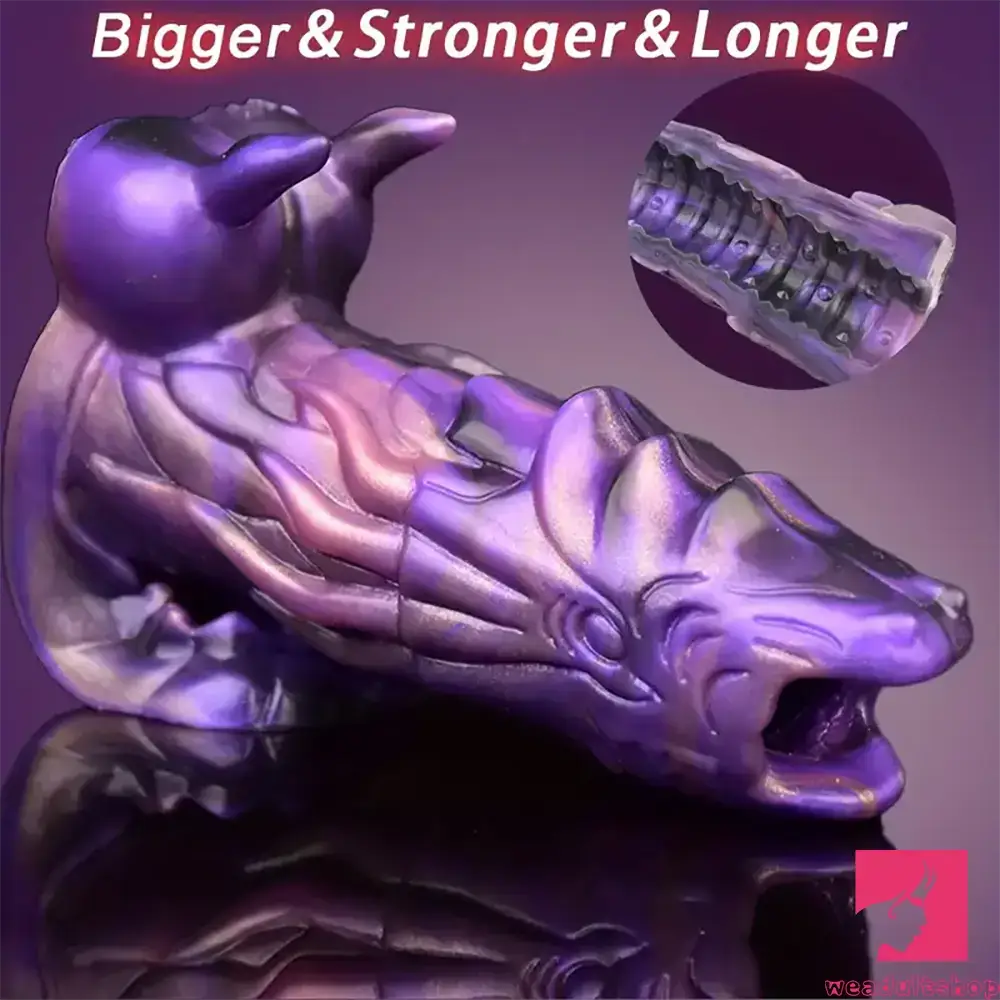 5.91in Real Silicone Dragon Fantasy Hollow Dildo Sleeve For Enlargement