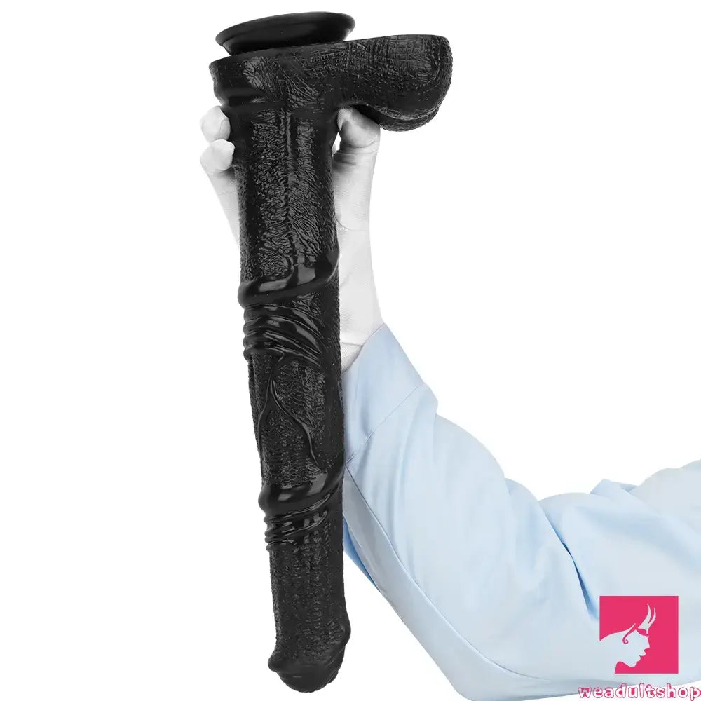 14.76in Extra Long Huge Black Soft Liquid Silicone Horse Penis Dildo