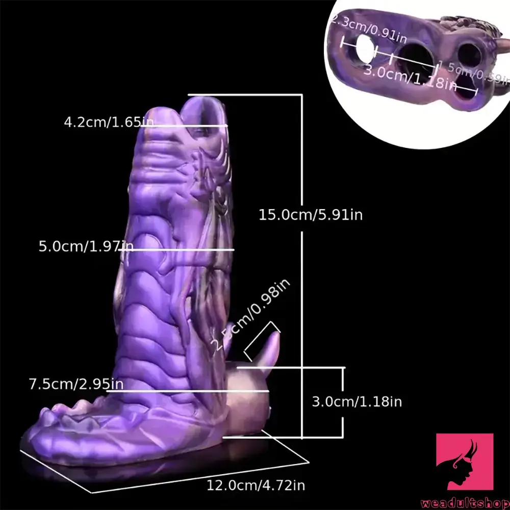 5.91in Real Silicone Dragon Fantasy Hollow Dildo Sleeve For Enlargement