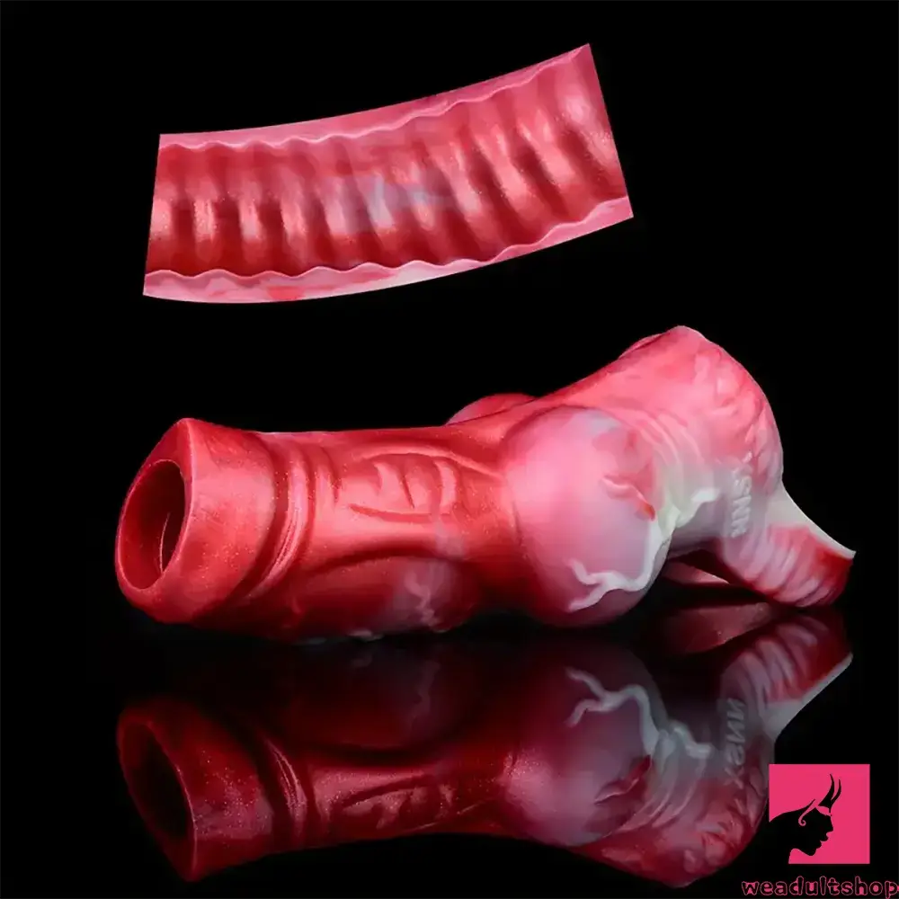 4.92in 5.83in Silicone Soft Dildo Sleeve Dog Animal Knotted Cock Extender