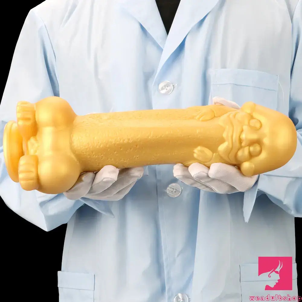 11.8in Liquid Large Soft Silicone Fantasy Thick Gold Anal Sex Dildo