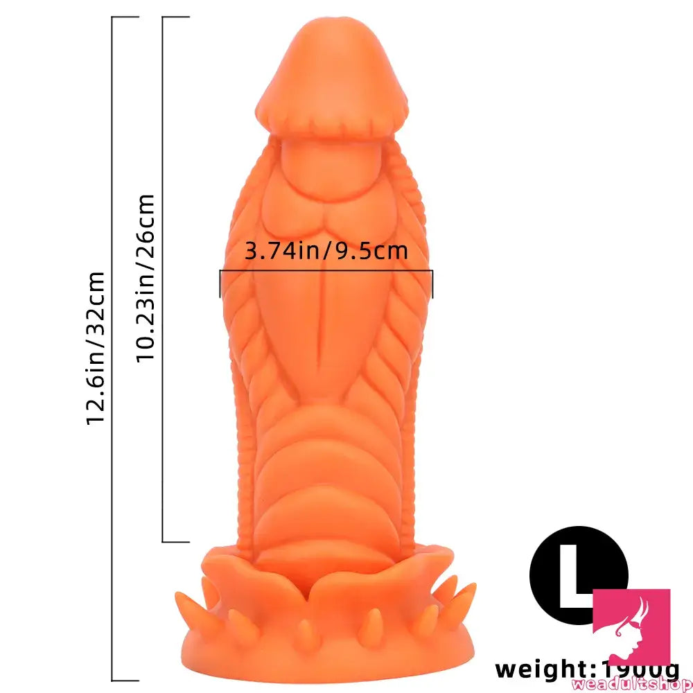7.87in 10.43in 12.6in Fantasy Silicone Flexible Big No Eggs Dragon Dildo