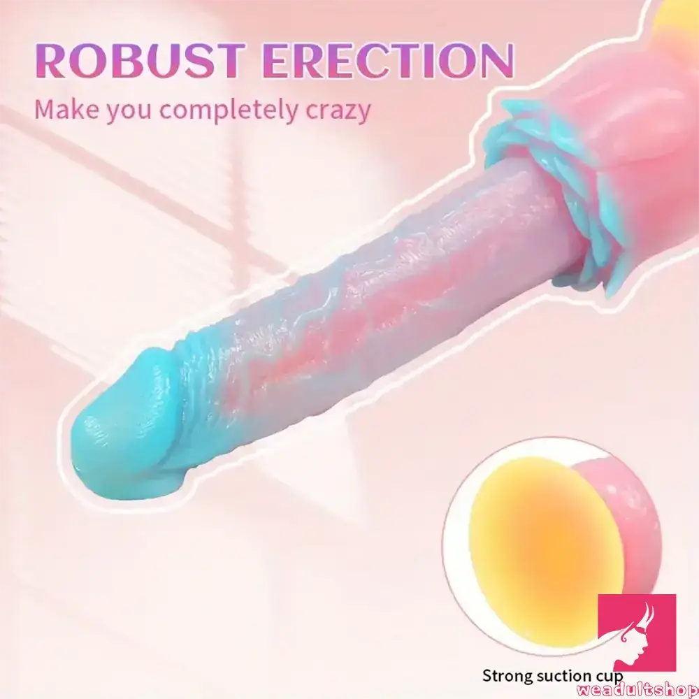 9.84in Silicone Soft Luminous Fantasy Large Dildo With Rose Flower Base