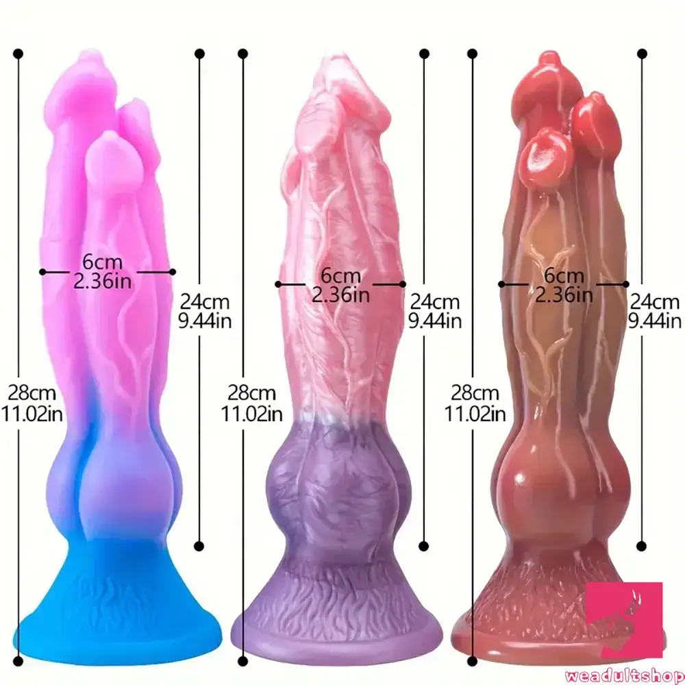 11.02in Colorful Silicone Flexible Fantasy Dog Dildo For BDSM Anal Sex