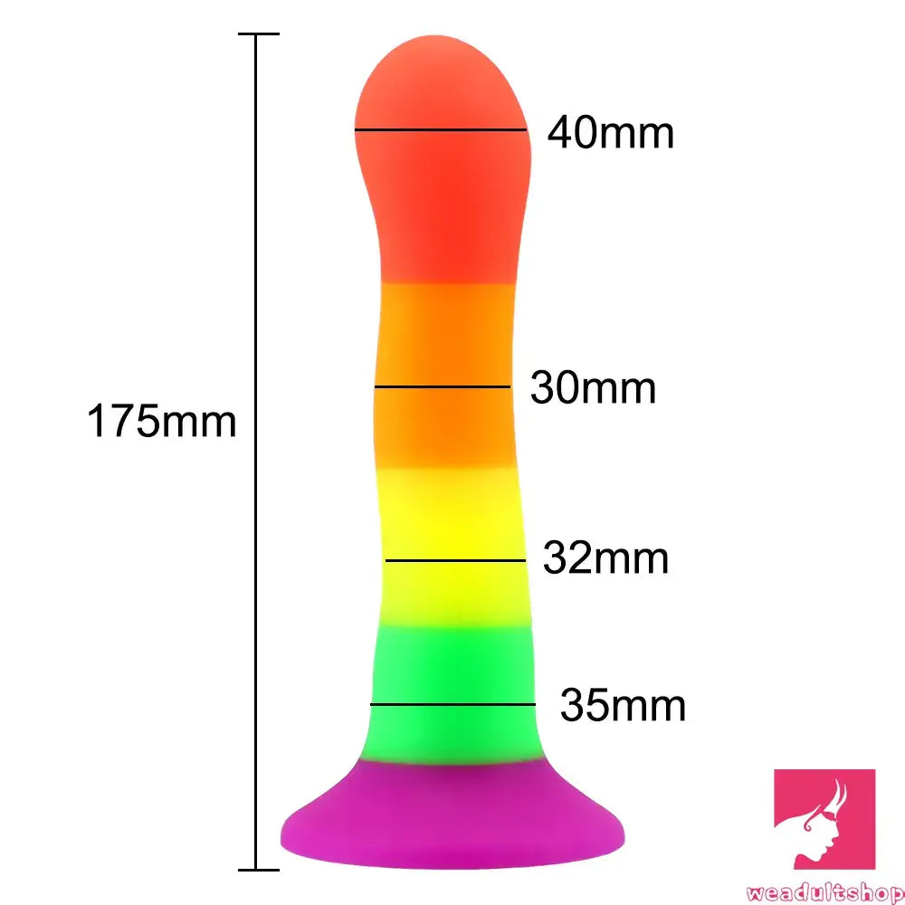 6.89in Colorful Silicone Soft Rainbow Dildo For Anal Vaginal Orgasm