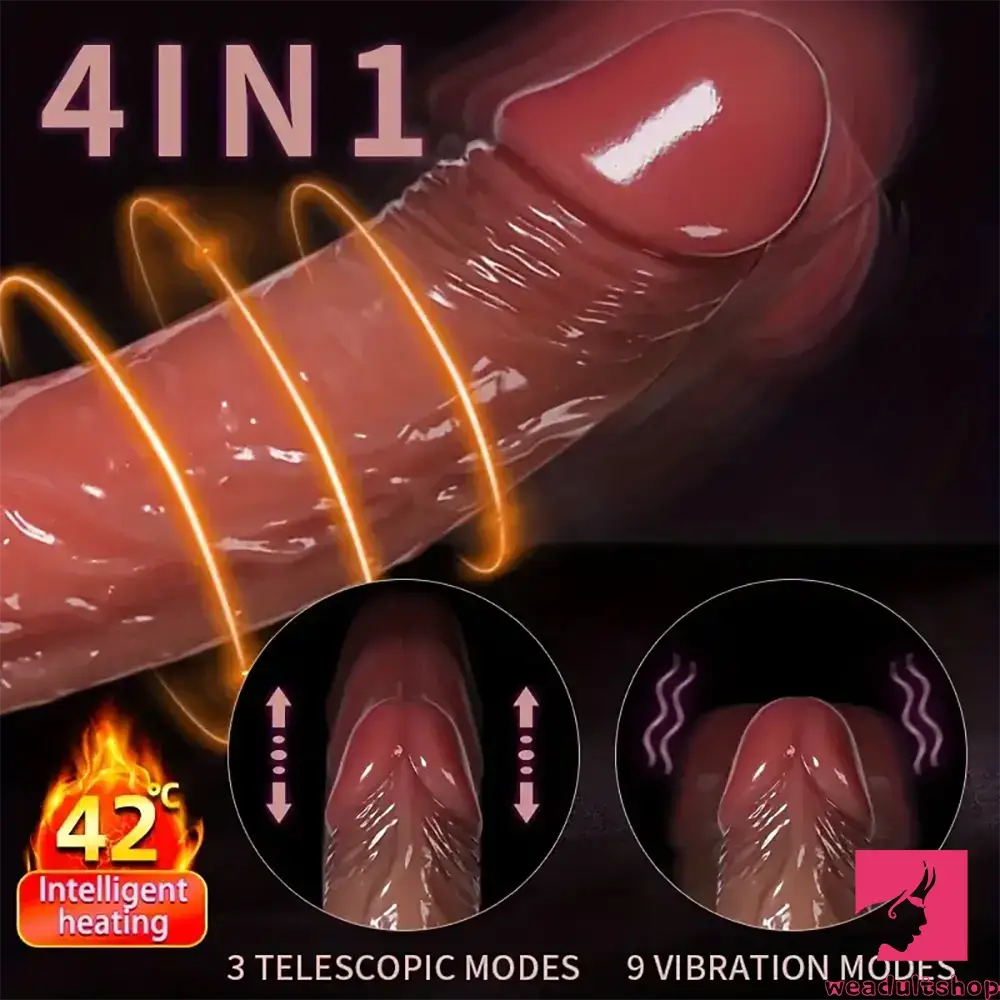8.66in Silicone 4in1 Heating Thrusting Vibrating Rotation Female Dildo