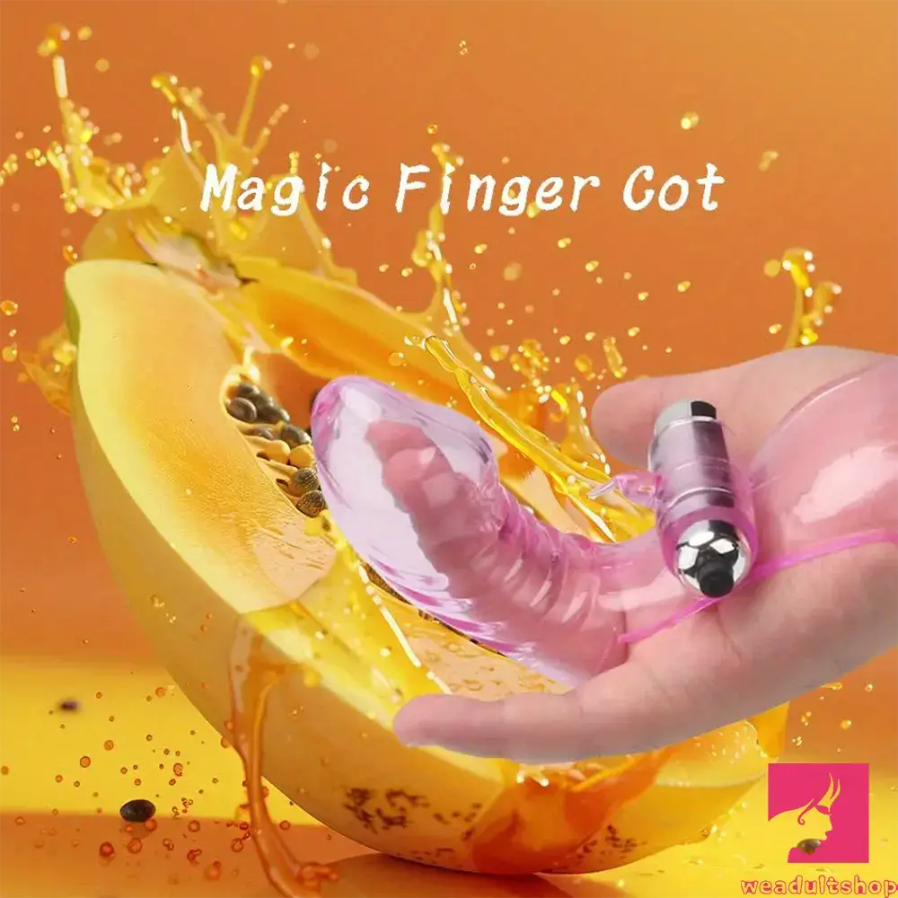 6.3in Vibrating Middle Finger Sleeve Penis Soft Jelly Crystal Dildo